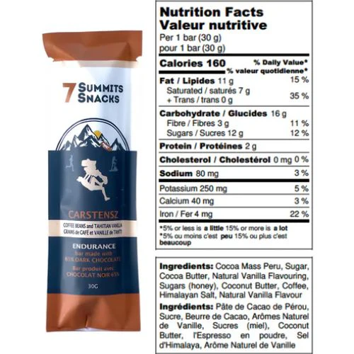 Carstensz Coffee & Vanilla Chocolate Endurance Bar by 7 Summits Snacks - Image 6