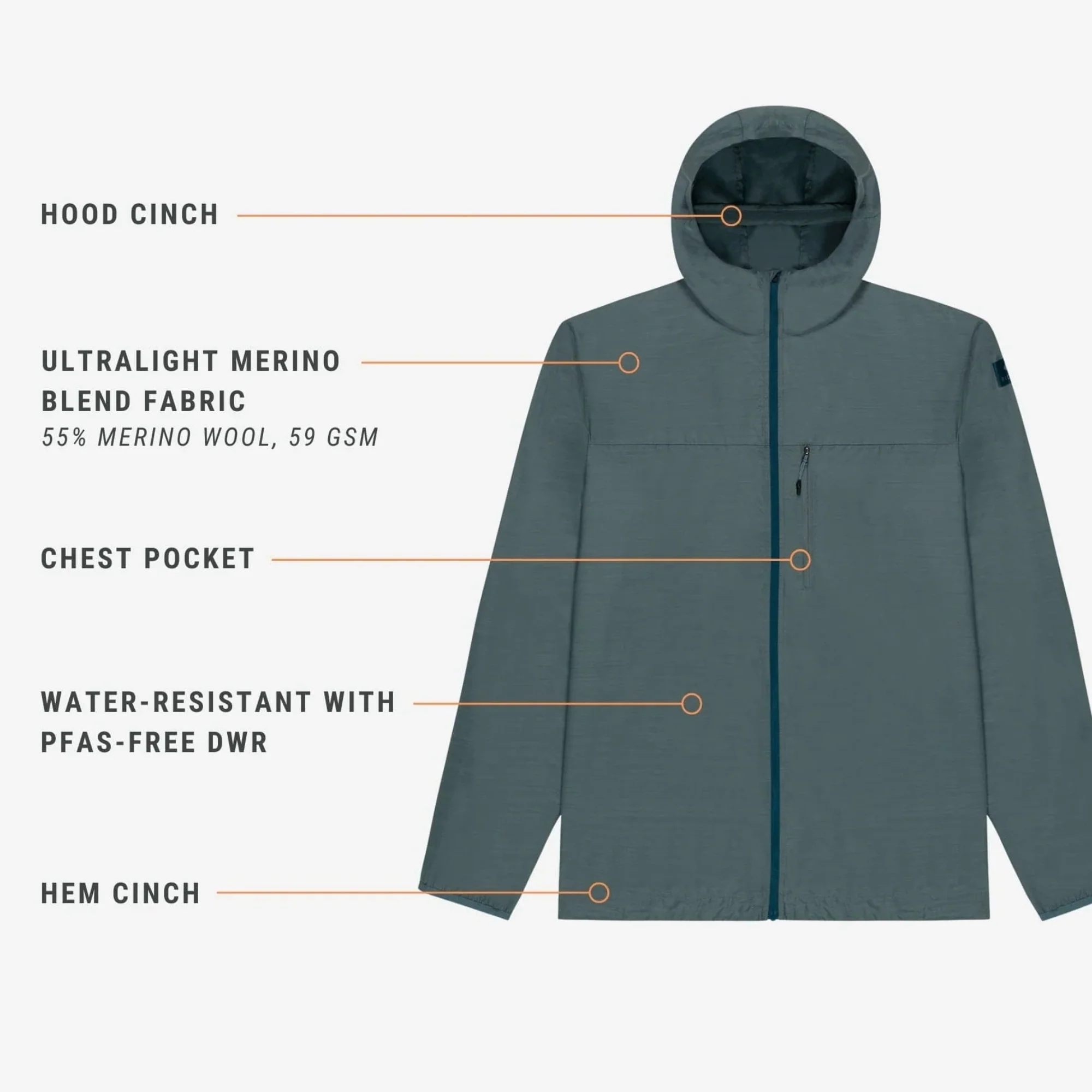 Men's Windshifter Wind Shell Jacket by Ridge Merino - Image 3